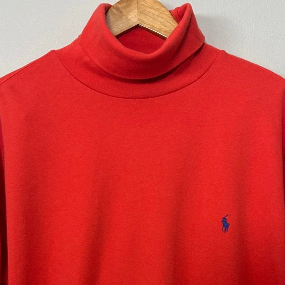 Polo Ralph Lauren Turtleneck Shirt Mens XL Orange Long Sleeve Cotton Pony Preppy